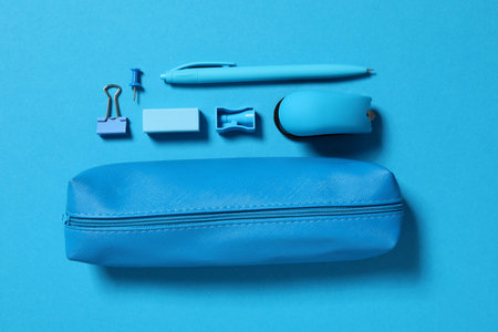 Stationery in monochrome style, blue color.