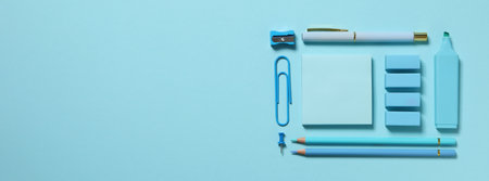 Stationery in monochrome style, blue color.