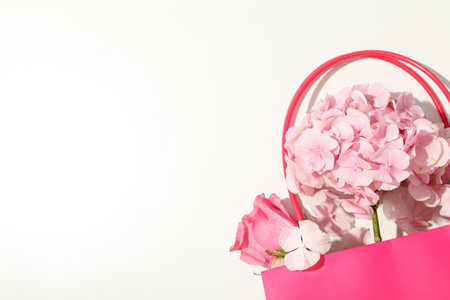 Beautiful, pink flowers on a white background.の写真素材