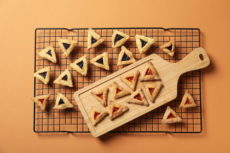 A mask with traditional cookies for the day of Purim.