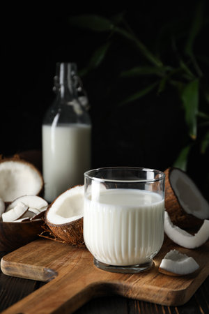 Coconut milk, concept of tasty and natural drinkの写真素材