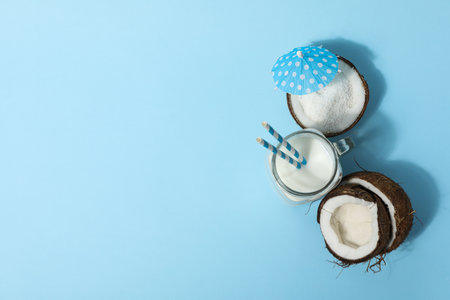 Coconut milk, concept of tasty and natural drinkの写真素材