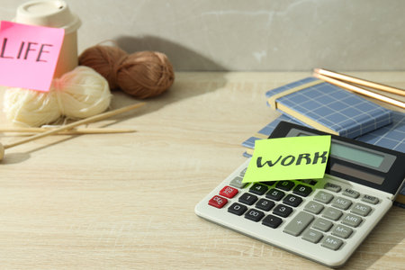 Work-life balance concept, visual symbols, on a light background.