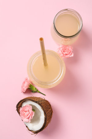 Coconut water, concept of tasty and natural coconut drinkの写真素材