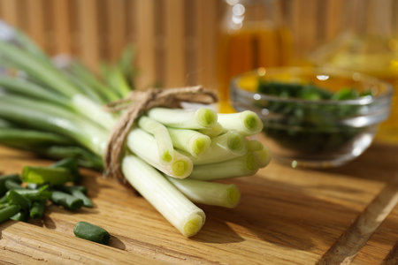 Green onion, concept of fresh vegetable, fresh raw foodの写真素材