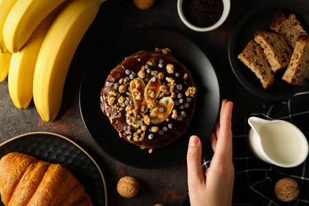 Tasty food with banana, concept of tasty food with banana