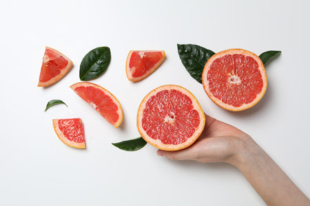 Juicy summer fruit - grapefruit, concept of fresh foodの写真素材