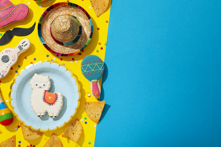 Cinco de Mayo celebration concept, nachos with decorationsの写真素材