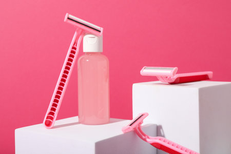 Hair removal accessories with decorative white cubesの写真素材