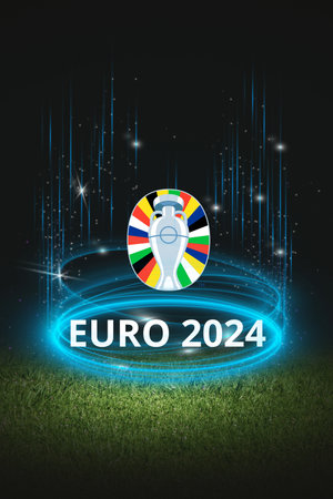 KYIV, UKRAINE - MAY 16, 2024: Design for UEFA Euro 2024 in Germany, football cup, football summerのeditorial素材