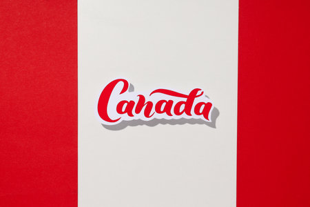 The inscription Canada on a white-red backgroundの写真素材