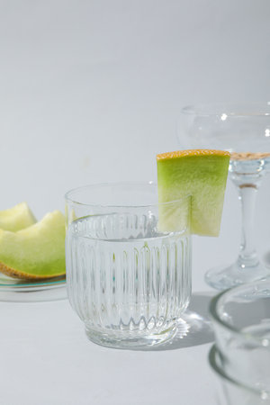 Juicy and tasty summer time fruit concept - melonの写真素材