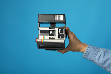 Retro camera, photo shooting on retro cameraの写真素材