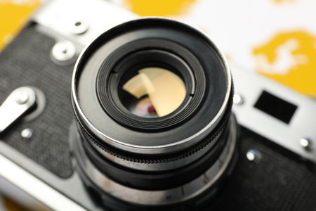 Retro camera, photo shooting on retro cameraの写真素材