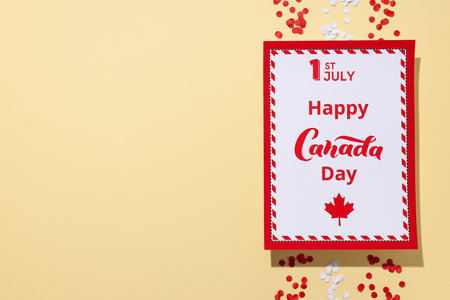 Holiday card for Canada Day on a light backgroundの写真素材