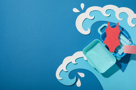 Suitcase with summer things, summer vacation concept.