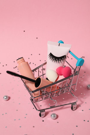 False eyelashes, concept of different makeup accessoriesの写真素材