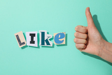 The word: "like" from cut-out colored letters.の写真素材