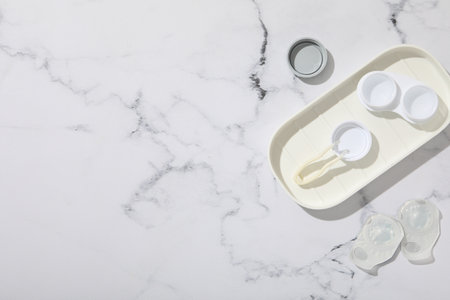 Contact lenses for eyes with a container for their storageの写真素材