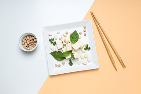 Tofu in a bowl on a light background