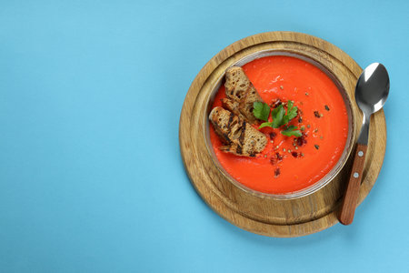 Tomato soup, concept of healthy food, healthy nutritionの写真素材