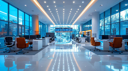 A comfortable office hall with a place for employees, created with the help of generative AI...