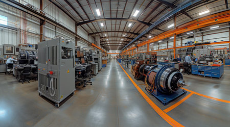 Electric motor production plant, created with Generative AI technology