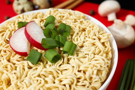 Concept of tasty fast food - instant noodlesの写真素材