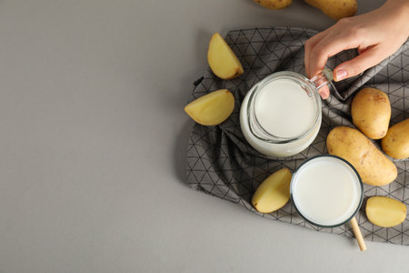 Potato milk, concept of fresh and healthy drinkの写真素材