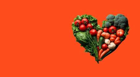 Vegan heart-shaped food created using Generative AI technology.の素材