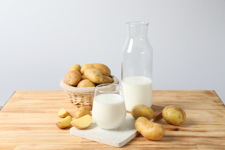 Potato milk, concept of fresh and healthy drinkの写真素材