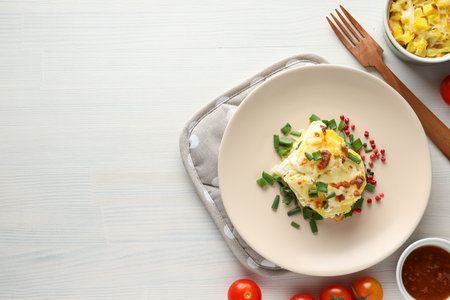 Concept of tasty and delicious homemade food - potato casseroleの写真素材