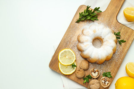 Tasty bake food concept - delicious lemon cake