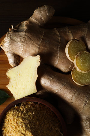 Seasoning and spices concept - ginger, homemade seasoning
