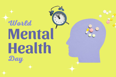 World Mental Health Day, created using Generative AI technology.の写真素材