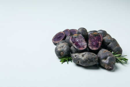 Concept of unusual vegetable - purple potato vegetableの写真素材