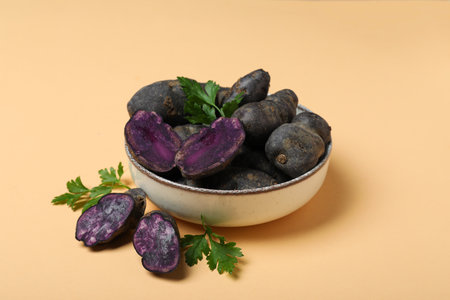 Concept of unusual vegetable - purple potato vegetableの写真素材
