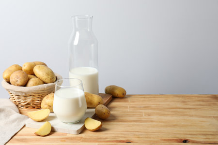 Potato milk, concept of fresh and healthy drinkの写真素材
