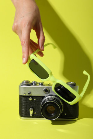 Retro camera, photo shooting on retro camera