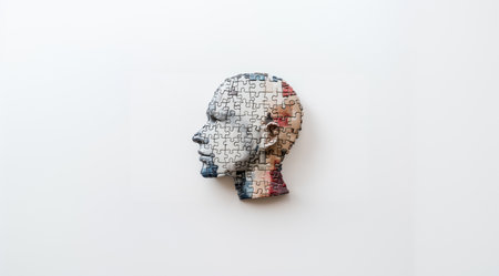 Human head from puzzles, for World Mental Health Day, created using Generative AI technology.の素材