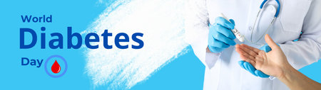 World diabetes day, on a blue background.の写真素材