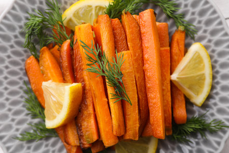 Fried carrot, concept of tasty fried foodの写真素材