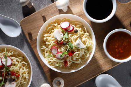 Concept of tasty fast food - instant noodlesの写真素材