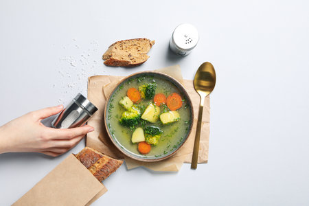 Vegetable soup, healthy nutrition and healthy lifestyleの写真素材