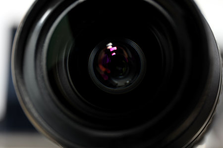 Lens on the background of the shooting process, on a light background.の写真素材