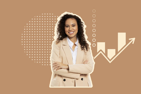 Creative design on the topic of women's work and career growth.の写真素材