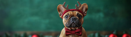 Christmas animals, dog in Christmas costume, generated by artificial intelligence, AI.の素材