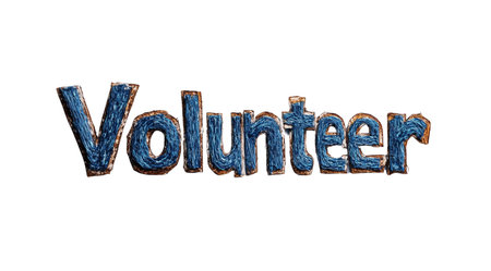 PNG, volunteer day, inscription volunteer, isolated on white background, generated by artificial intelligence, AI.の素材