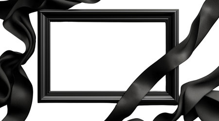 PNG, Funeral, grief, black photo frame, isolated on white background, generated by artificial intelligence, AI.の素材