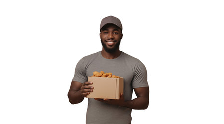 PNG, volunteer day, fundraising, male volunteer, isolated on white background, generated by artificial intelligence, AI.の素材